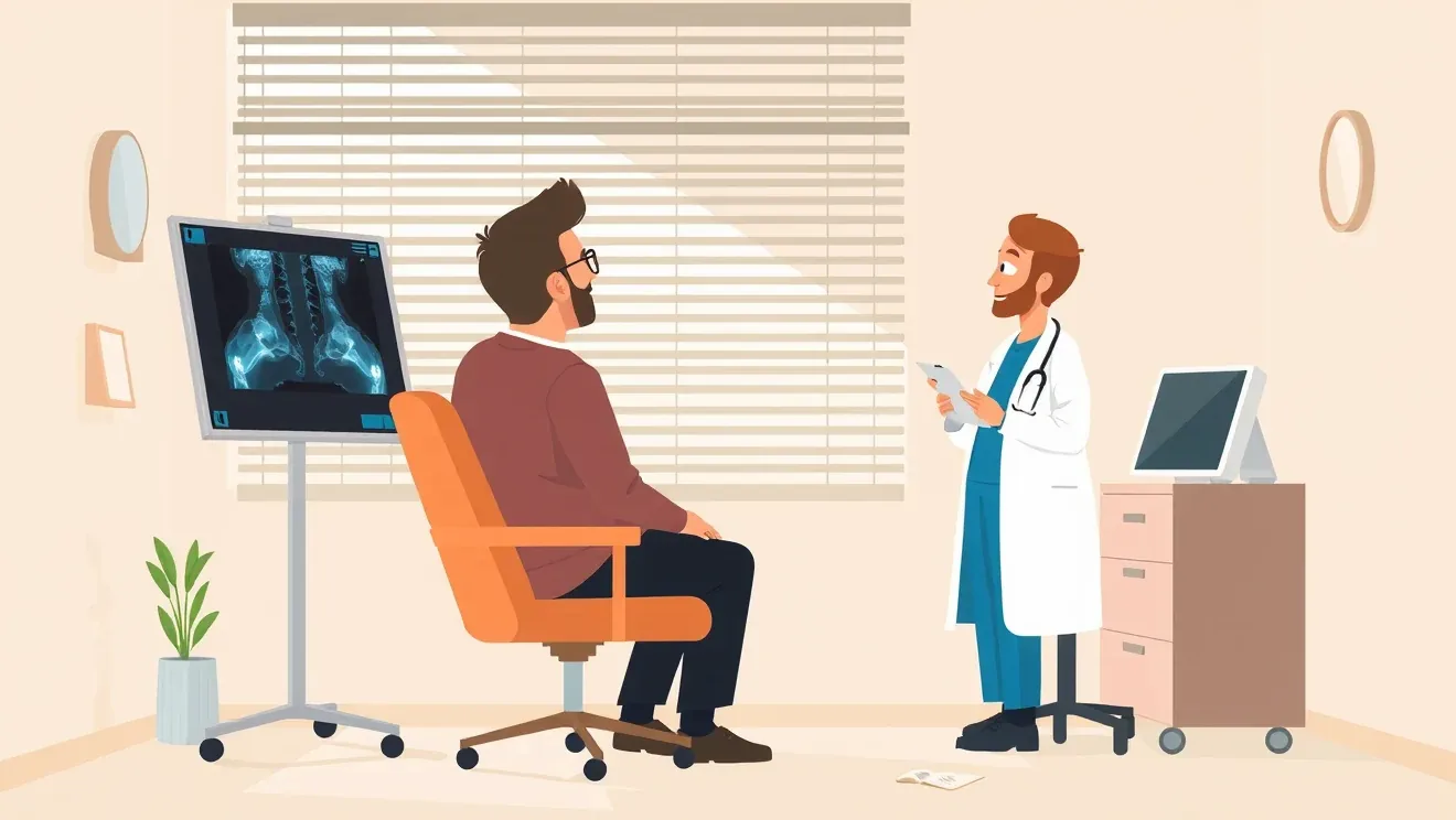 Lekár vyšetruje poškodený a opuchnutý členok pacienta na traumatologickej ambulancii