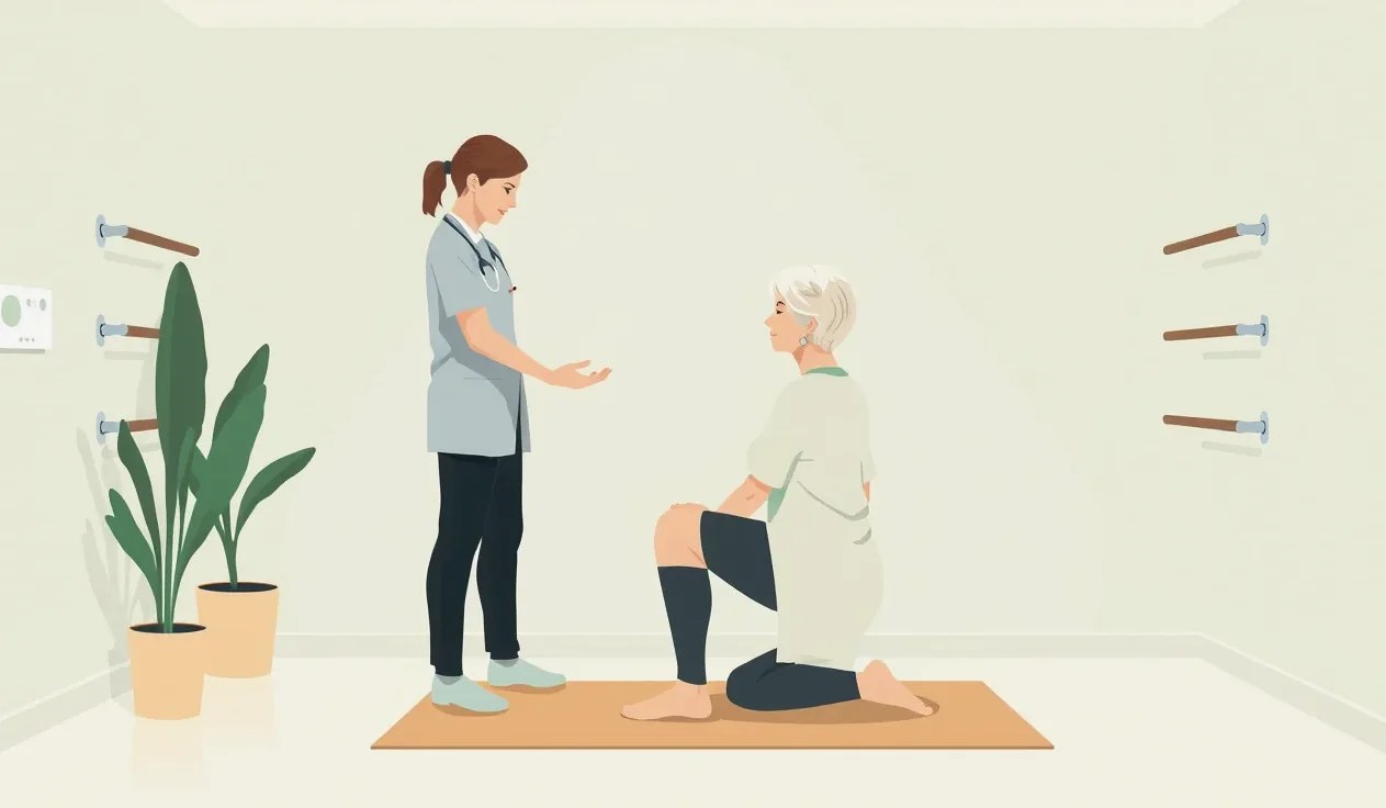 Pacient s fyzioterapeutom precvičuje ruku po zložení sadry počas rehabilitačného cvičenia
