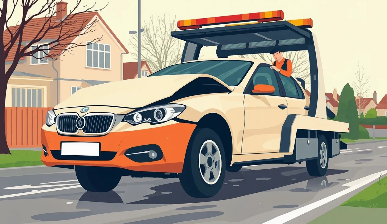 Detail poškodeného laku a preliačiny na dverách osobného automobilu na parkovisku