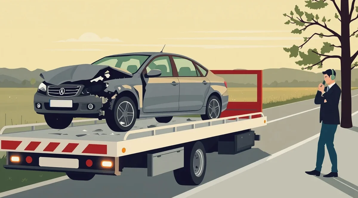 Servisný technik kontroluje poškodený elektromobil a jeho batériu na zdviháku v autorizovanom servise
