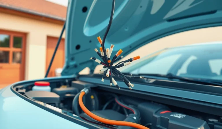 Prehryznutá elektroinštalácia a poškodené káble v motorovom priestore osobného auta