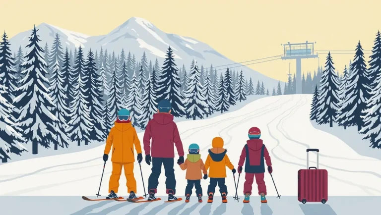 Lyžiar na upravenej zjazdovke v slovinskom stredisku Kranjska Gora s výhľadom na Julské Alpy