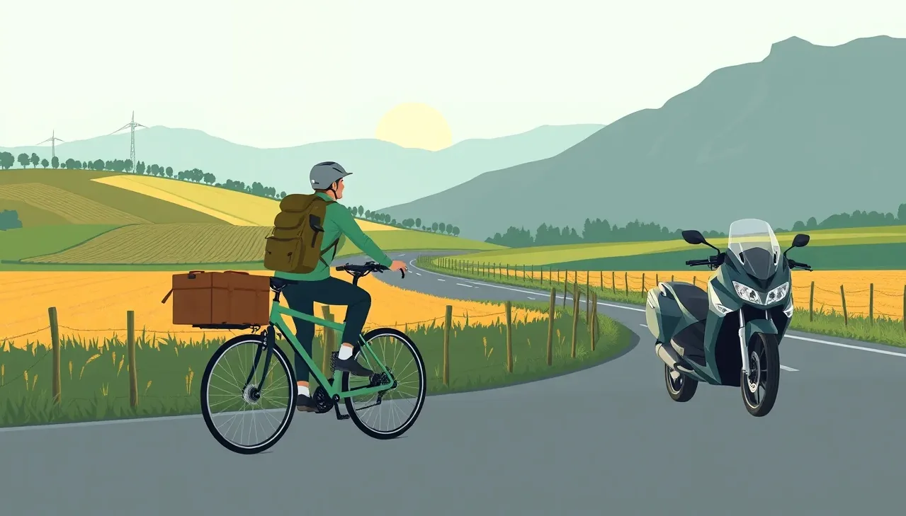 Muž kontrolujúci technický štítok na ráme elektrického bicykla