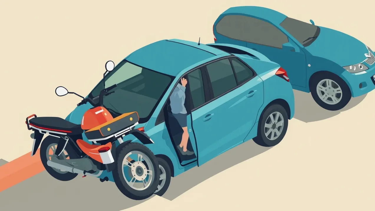Dopravný policajt spisuje záznam o škodovej udalosti pri stojacom automobile