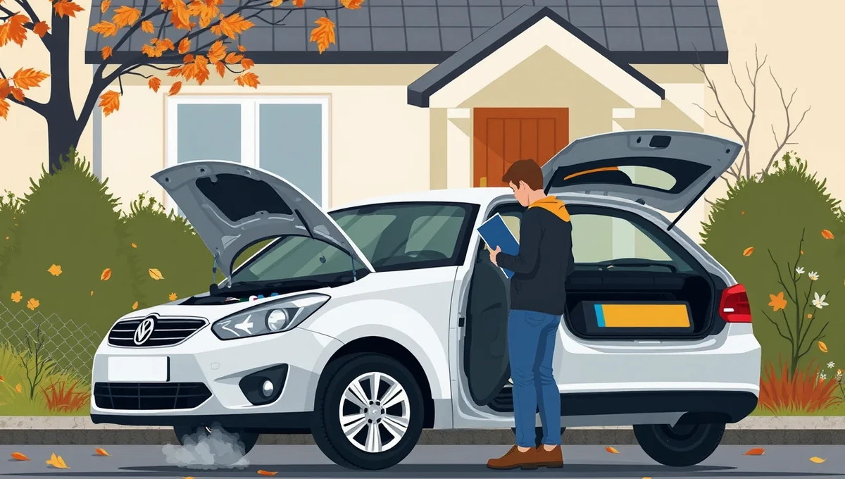 Žlté odťahové vozidlo nakladá nepojazdný osobný automobil pri ceste