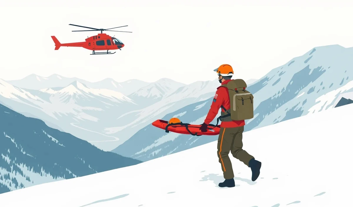 Skialpinista stúpajúci na zasnežený vrchol v odľahlom horskom masíve