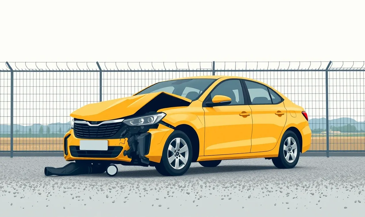 Technik poisťovne vykonáva obhliadku poškodeného blatníka a predného nárazníka vozidla