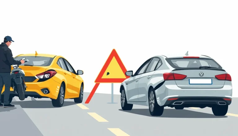 Havarované osobné auto po bočnom strete s poľnohospodárskym traktorom na krajnici cesty