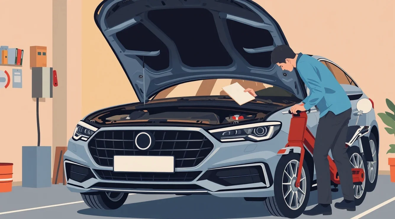 Prasknuté čelné sklo prémiového automobilu po náraze kamienka na ceste