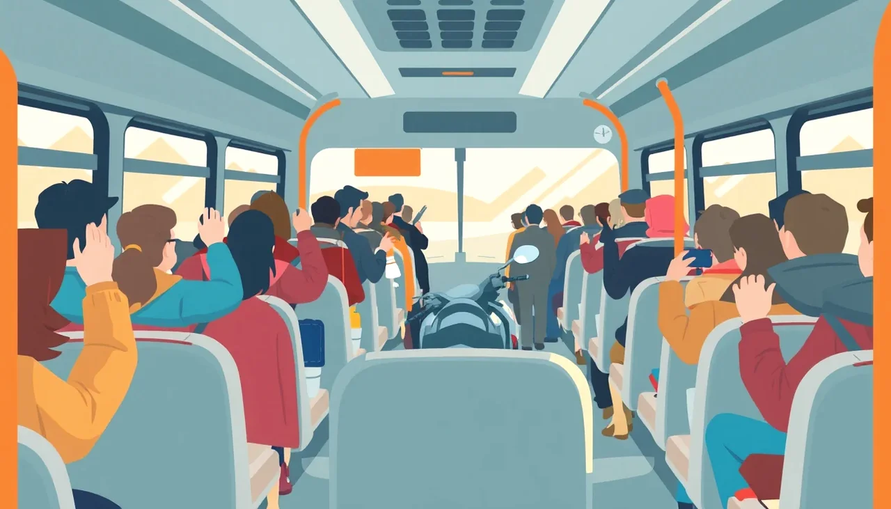 Zájazdový diaľkový autobus na diaľnici počas prepravy cestujúcich