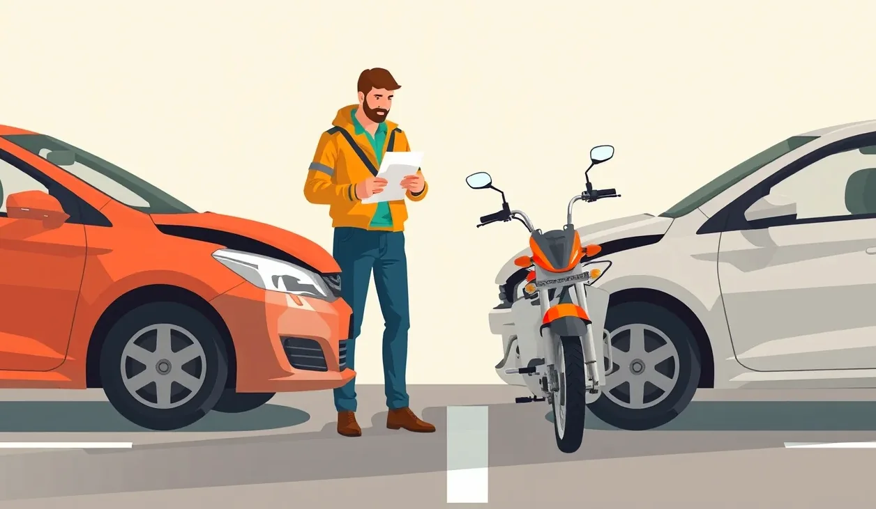 Vodič vypĺňa záznam o dopravnej nehode pri poškodenom automobile