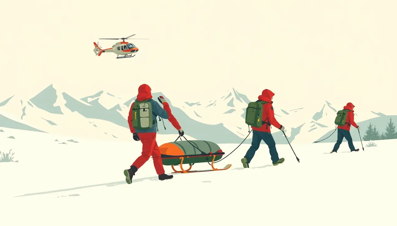 Skialpinista kontroluje lavínový vyhľadávač na zasneženom svahu